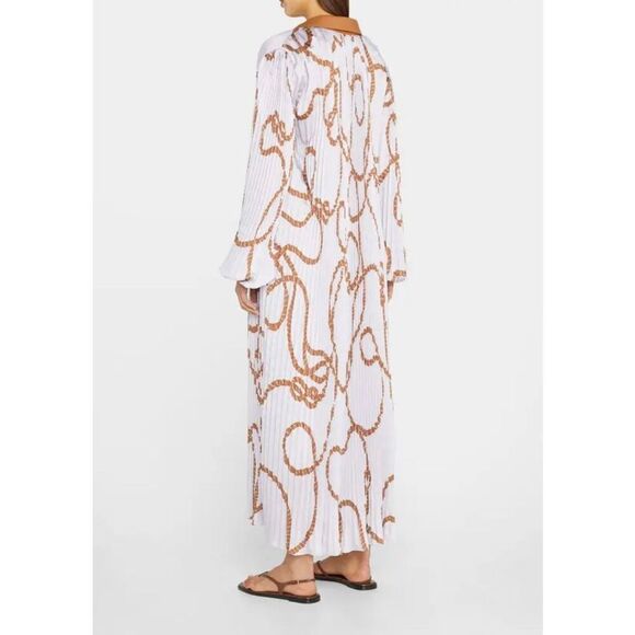 LAFAYETTE 148 NEW YORK Printed Plisse Dress Lavender, Brown Size XS - Picture 2 of 12